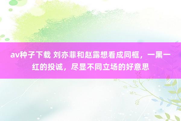 av种子下载 刘亦菲和赵露想看成同框，一黑一红的投诚，尽显不同立场的好意思