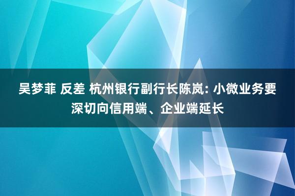 吴梦菲 反差 杭州银行副行长陈岚: 小微业务要深切向信用端、企业端延长